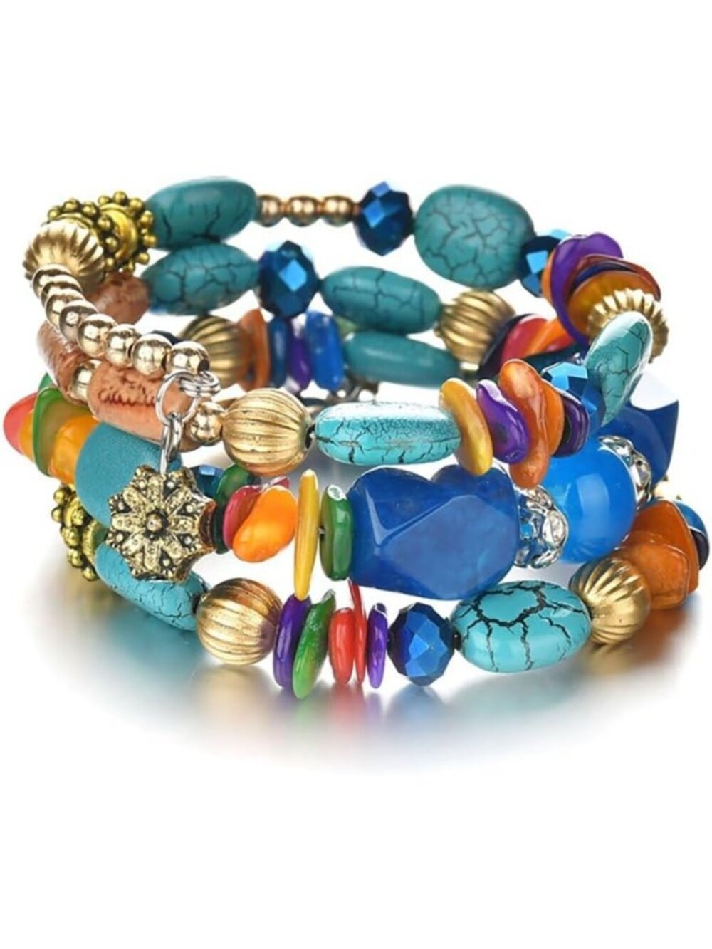 Boho Multilayer Agate Bead Charm Bracelets for Women | Vintage Jade Stone Yoga